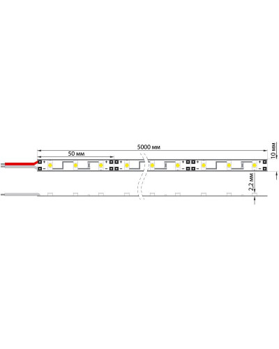 Лента светодиодная 12В, SMD2835, 4,8Вт/м, 60 LED/м, красный, 8мм, 5м, IP65 LAMPER