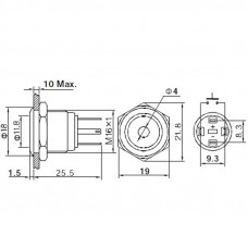 Индикатор металл Ø16 12В подсв/синяя LED (GQ16F-D)  REXANT