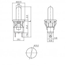 Выключатель-кнопка 250V 2.5А (2с) ON-(OFF) Б/Фикс белый (PBS-19С2) (мебельная) REXANT
