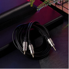 Шнур Стерео 3,5мм - 2 RCA, 1,5м, Gold-металл REXANT