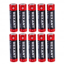 Аккумулятор Li-ion 18650, 3,7В, 2600мАч, без платы защиты, плоский контакт, 10 шт, коробка REXANT