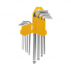 Набор ключей имбусовых HEX KRANZ 1,5-10 мм, CrV, 9 шт., удлиненные, с шаром