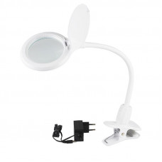 Лупа настольная 3D REXANT с подсветкой 30 LED, прищепка в блистере, белая