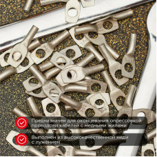 Наконечник медный луженый ТМЛ 2,5–6–2,6 (2,5мм² - Ø6мм) ГОСТ 7386-80 (в упак. 100 шт.) REXANT