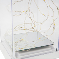 Декоративный фонарь с росой, белый корпус, размер 10,7х10,7х23,5 см, цвет теплый белый