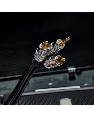 Шнур Стерео 3,5мм - 2 RCA, 1,5м, Gold-металл REXANT