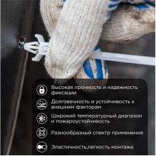 Стяжка нейлоновая с крепежным пистоном 100x2,5мм, ø 2,4мм, белая (100 шт/уп) REXANT