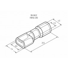 Клемма плоская полностью изолированная РППи-м 2.5-(6.3)/РпИмп 2-250 гнездо 6.6 мм 1.5-2.5 мм² REXANT