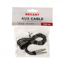 Аудиокабель AUX 3,5мм, 1м, черный REXANT