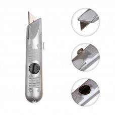 Нож с трапециевидным выдвижным лезвием, винтовой фиксатор лезвия REXANT