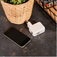 Сетевое зарядное устройство 2xUSB,  переходник+адаптер (СЗУ) (5 V, 2100 mA+1000 mA) REXANT