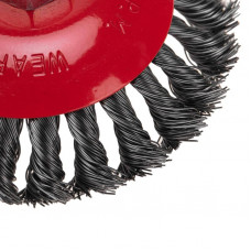 Щетка коническая для УШМ, крученая стальная проволока, 125мм, М14 KRANZ