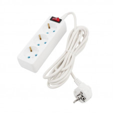 Удлинитель 3 гнезда, 3м, 3х0,75мм², с/з, с кнопкой, белый PROconnect