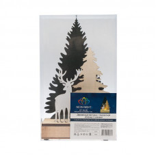 Деревянная фигурка с подсветкой Елочка с оленем 12x6x21,5 см