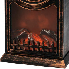 Светодиодный камин Старинные часы с эффектом живого огня 14,7x11,7x25 см, бронза, батарейки 2хС (не в комплекте) USB NEON-NIGHT