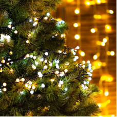 Гирлянда Мишура LED 3 м, темно-зеленый ПВХ, 288 диодов, цвет белый + теплый белый