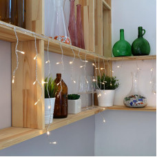 Гирлянда Бахрома (Айсикл), 1,8х0,5м, 48 LED ТЕПЛЫЙ БЕЛЫЙ, прозрачный ПВХ, IP20, свечение с динамикой, 230В, не соединяется
