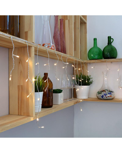 Гирлянда Бахрома (Айсикл), 1,8х0,5м, 48 LED ТЕПЛЫЙ БЕЛЫЙ, прозрачный ПВХ, IP20, свечение с динамикой, 230В, не соединяется