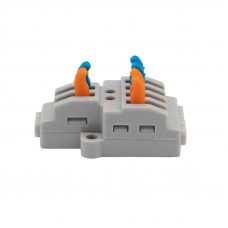 Клемма СМК 2х2 проходная разветвительная 2 полюса, с монтажной площадкой (1 ввод, 2 вывода на полюс) (50 шт./уп.) REXANT