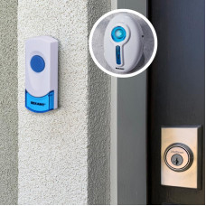 Беспроводной дверной звонок в розетку 32 мелодии 100м кнопка IP44 (белый/синий) REXANT RX-6