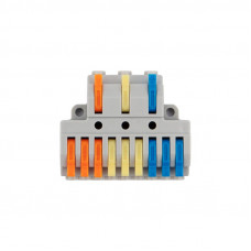 Клемма СМК 3х3 проходная разветвительная 3 полюса, с монтажной площадкой (1 ввод, 3 вывода на полюс), (4 шт/уп) REXANT