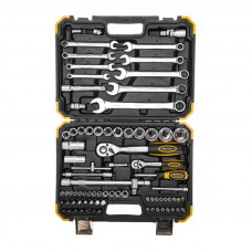 Набор инструментов, 1/2, 1/4, CrV, пластиковый кейс, 82 предмета KRANZ