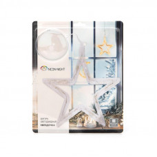 Фигура светодиодная Звездочка на присоске с подвесом, цвет ТЕПЛЫЙ БЕЛЫЙ