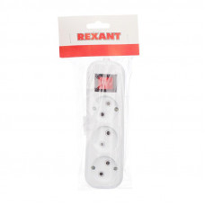 Колодка 3 гнезда с кнопкой без заземления REXANT
