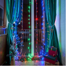 Гирлянда Светодиодный Дождь 3х2 м, свечение с динамикой, прозрачный провод ПВХ, 230 В, диоды мультиколор