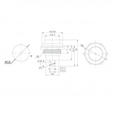 Выключатель-кнопка металл 250V 2А (2с) OFF-(ON) Ø16.2 зеленая (RWD-306) REXANT