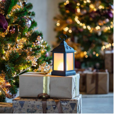 Декоративный фонарь 11х11х22,5 см, черный корпус, теплый белый цвет свечения с эффектом пламени свечи NEON-NIGHT