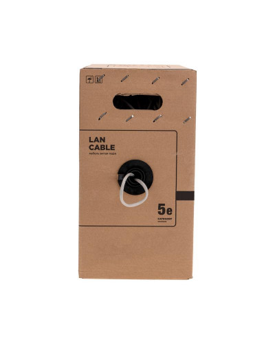 Кабель витая пара U/UTP, CAT 5e, PVC нг(А)-LS, 4х2х0,52мм, 4PR, 24AWG, INDOOR, SOLID, серый, 305м, РФ REXANT