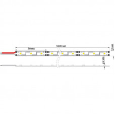Лента светодиодная 12В, SMD2835, 4,8Вт/м, 60 LED/м, желтый, 8мм, 5м, IP65 LAMPER