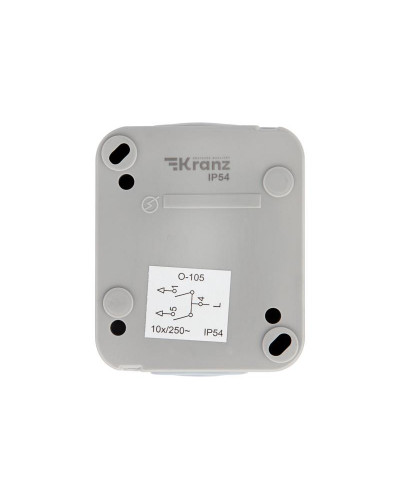 Выключатель двухклавишный Mini OG IP54 о/у, серый KRANZ