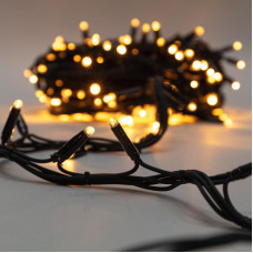 Гирлянда Нить управляемая 20м 240 LED ТЕПЛЫЙ БЕЛЫЙ черный каучук IP67 свечение с динамикой 230В не соединяется нужен контроллер 217-204 NEON-NIGHT