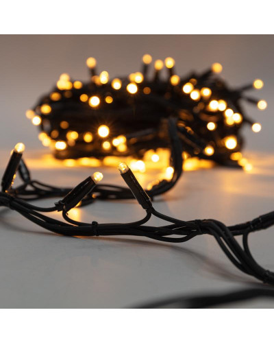 Гирлянда Нить управляемая 20м 240 LED ТЕПЛЫЙ БЕЛЫЙ черный каучук IP67 свечение с динамикой 230В не соединяется нужен контроллер 217-204 NEON-NIGHT