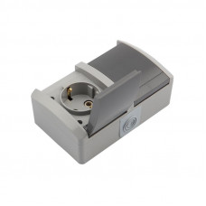 Блок горизонтальный 2 розетки INDUSTRIAL IP54 с/з, о/у, серый KRANZ