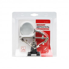 Держатель Третья рука, 2 зажима, лупа 60мм (2.5х), основание чугун REXANT