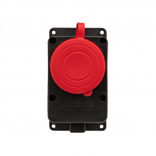 Розетка влагозащищенная настенная с крышкой 1 гнездо, 3Р+РЕ, 32А, IP44, каучук, черная REXANT