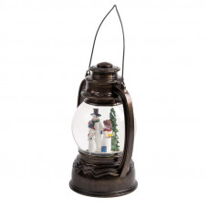 Декоративный фонарь с эффектом снегопада и подсветкой Снеговики, Белый