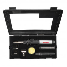 Паяльник-горелка с пьезоподжигом, газовый, 17мл, 6 насадок + припой + губка, коробка REXANT