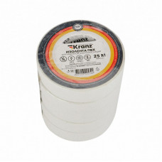 Изолента ПВХ 0,13х19мм, 25м, белая KRANZ