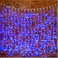 Гирлянда светодиодная Занавес 2х1,5м 360 LED СИНИЙ белый КАУЧУК IP67 постоянное свечение 230В блок в комплекте NEON-NIGHT