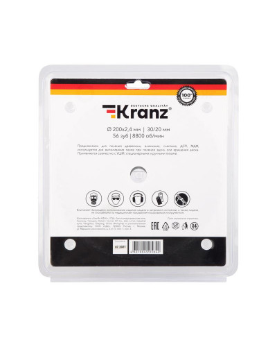 Диск пильный 200 мм х 56 зуб х 30/20 мм KRANZ