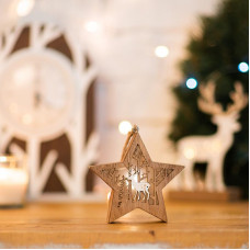 Деревянная фигурка с подсветкой Звездочка 24x13x3,6 см