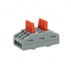 Клемма СМК 222-423 проходная 3 полюса (0,08-4 мм²), серая (5 шт./уп.) REXANT