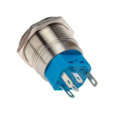 Кнопка антивандальная Ø22 250В Б/Фикс (5с) OFF-(ON) / ON-(OFF) подсв/зеленая REXANT