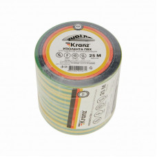 Изолента ПВХ 0,13х15мм, 25м, желто-зеленая KRANZ