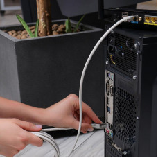 Шнур коммутационный, патч-корд F/UTP RJ45-RJ45, CAT 5e, LSZH серый, 3м REXANT