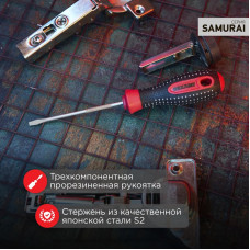 Отвертка шлицевая SL5х100мм, трехкомпонентная рукоятка, сталь S2 REXANT